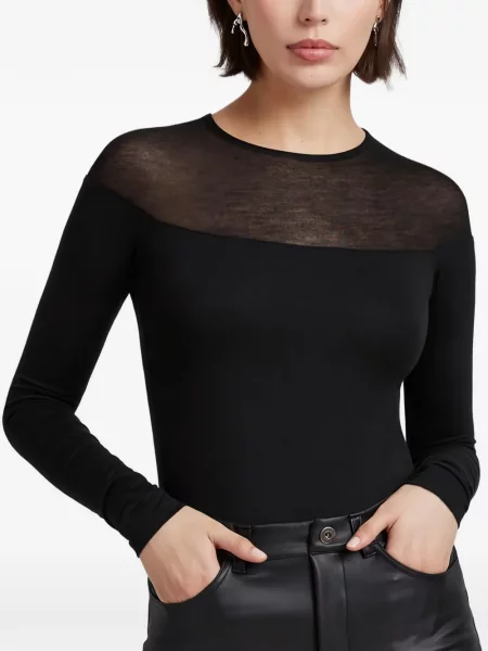 Top Marcella cu perle transparente negru