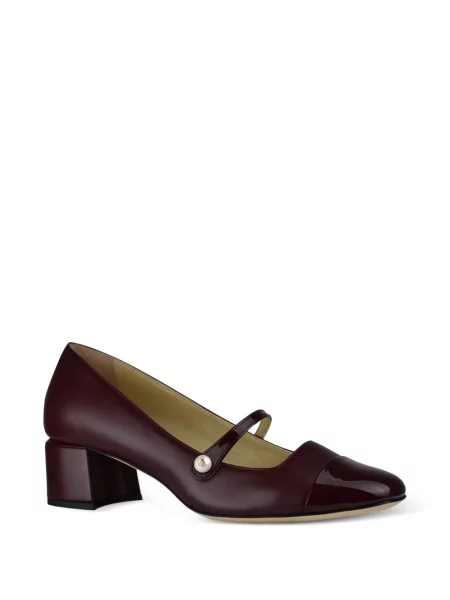 Pantofi cu toc Jimmy Choo cu perle cu bretele roșu