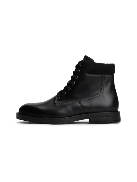 Tommy Hilfiger bocanci de piele CLEATED HILFIGER W LTH BOOT negru