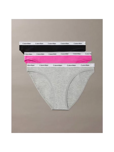 Majtki Calvin Klein Icon Logo szary różowy 3 sztuki XS czarny