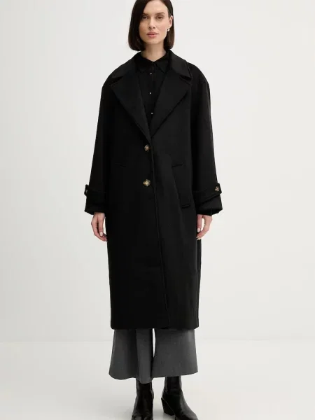 Pedro del Hierro płaszcz z dodatkiem wełny czarny