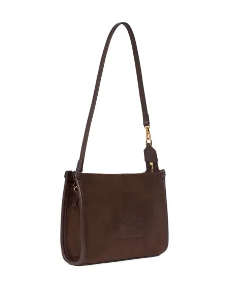 Geantă Etro din piele de căprioară mini cu autograf maro