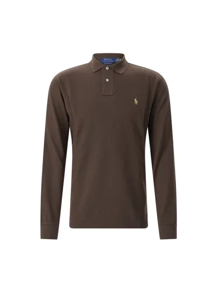 Koszulka polo o kroju regular fit z czystej bawełny Polo Ralph Lauren brązowa