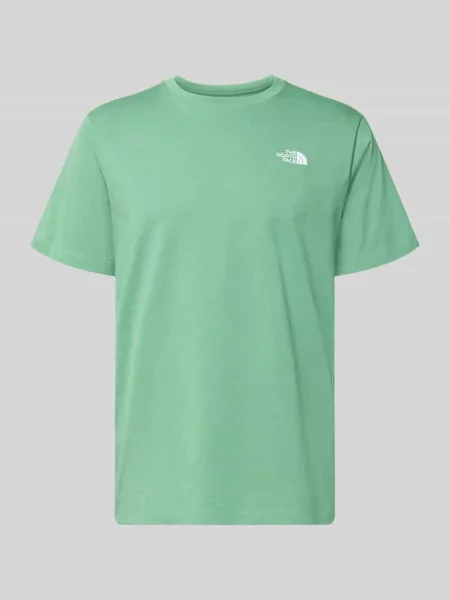 T-shirt z Wyhaftowane logo i Okrągły dekolt The North Face zielona