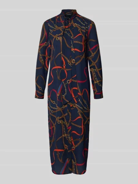 Sukienka koszulowa z kokardą model ‘CADULAH’ Lauren Ralph Lauren granatowa