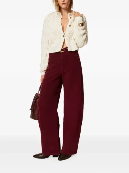 Pantaloni Twinset de catifea cord roșu