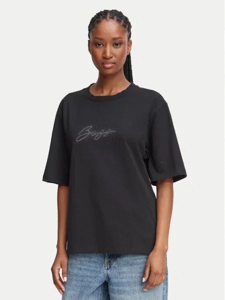 BOSS Tricou Eregular negru