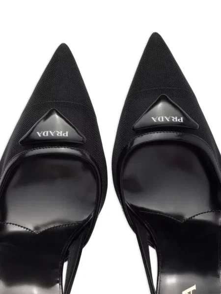 Pantofi cu toc Prada plasă slingback negru