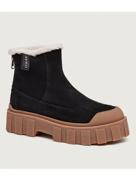 INUIKII De piele bocanci Cortina | piele întoarsă | wełna | shearling negru
