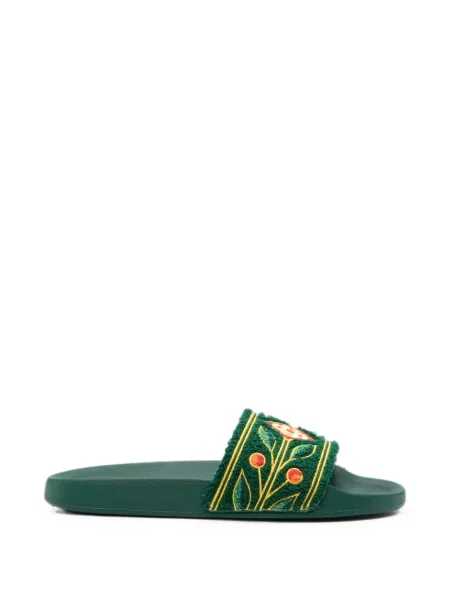Papuci Casablanca cu model floral verde