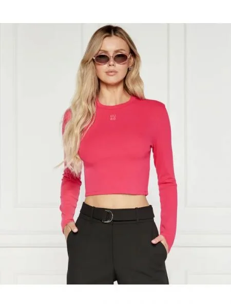 HUGO Blúz DAFILOMENA | Cropped Fit rózsaszín