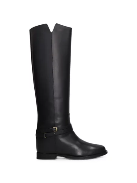 Botine Via Roma 15 din piele cu cataramă cu bretele negru