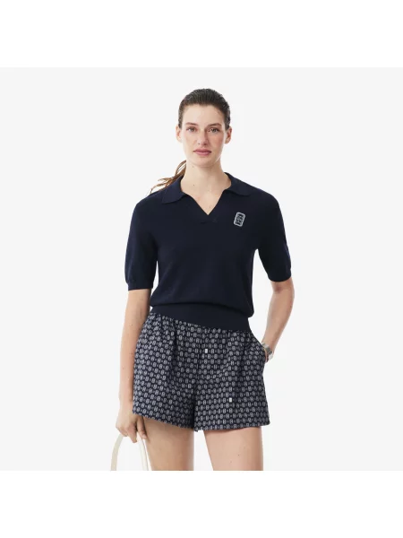 Lacoste Dziana Koszulka Polo Regular Fit Z Otwartym Kołnierzykiem I Naszywką granatowa