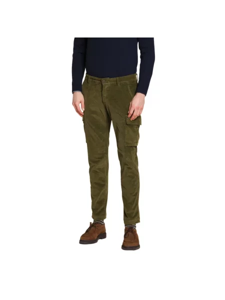 Welurowe spodnie cargo Mason's zielone