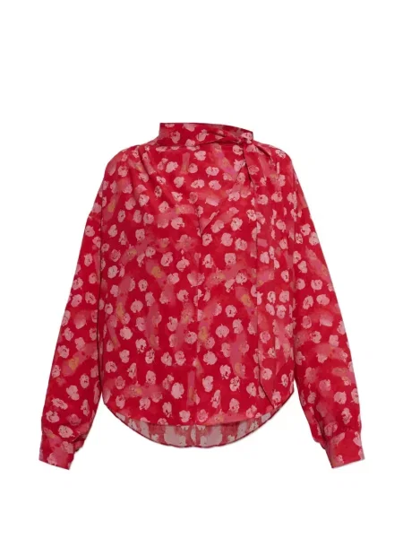 Top Isabel Marant cu model floral cu imagine cu legături roșu