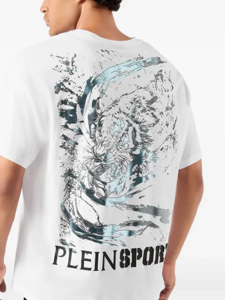 Тениска Plein Sport с принт с тигров принт бяло