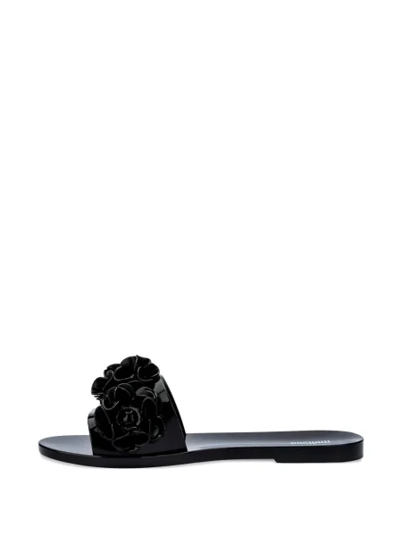 Papuci Melissa cu model floral negru