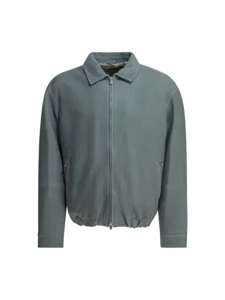 Kurtka bomber Brunello Cucinelli zamszowy niebieski