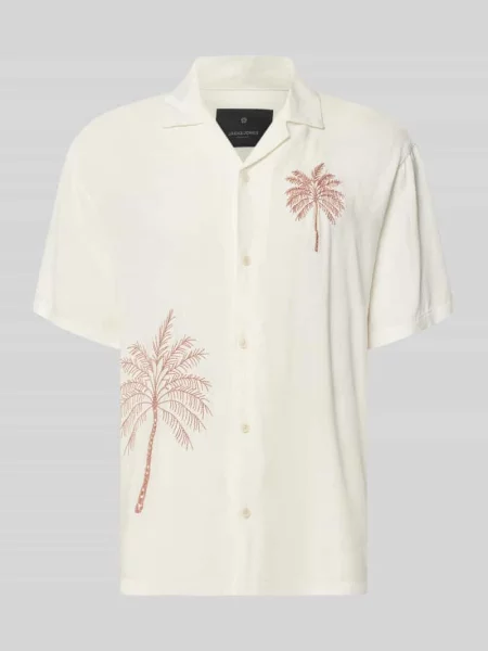 Koszula casualowa o kroju relaxed fit z z haftami Jack & Jones Premium biała