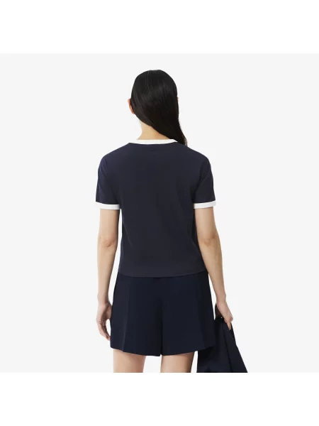 Lacoste Koszulka Z Jerseyu Z Haftowaną Naszywką granatowa