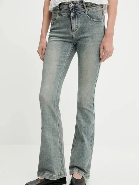 Дънки Answear Lab с висока талия синьо