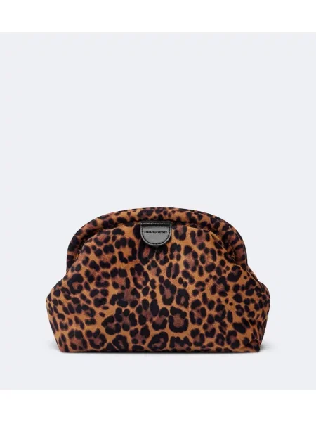 Geantă plic Stella Mccartney de catifea cu imagine cu model leopard maro