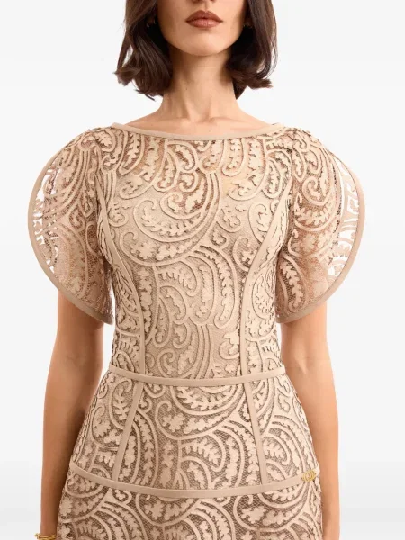 Rękaw z falbanką sukienka midi Gemy Maalouf do kolan garniturowa