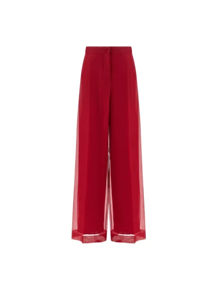 Lniane spodnie Max Mara czerwone