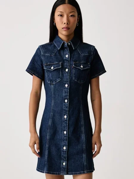 Levi's rochie din denim TRACE WESTERN