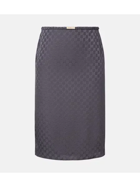 Jedwabna spódnica ołówkowa Gucci z niską talią szara