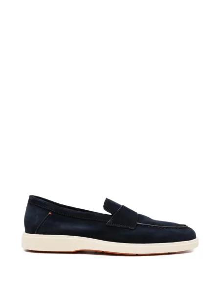 Pantofi loafer Santoni din piele de căprioară albastru