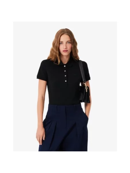 Lacoste T-shirt z kołnierzykiem czarny