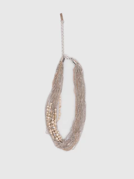 Ожерелье Peserico с бисером бежевое