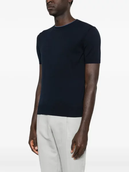 Tricou Canali cu decolteu rotund albastru