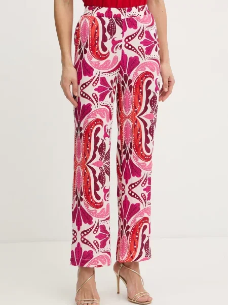 Morgan pantaloni pentru femei cu vâscoză roz