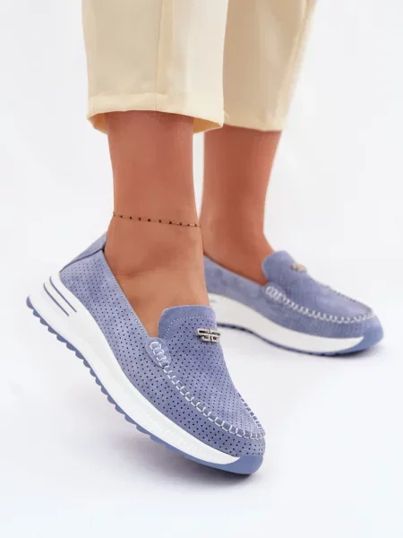 Mocasini Evento din piele alb