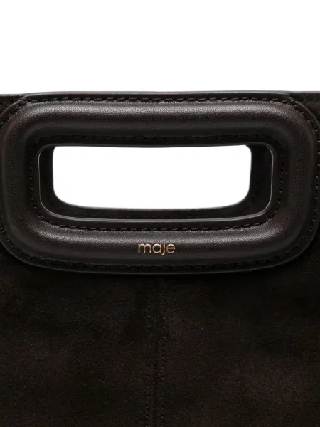 Geantă shopper Maje cu franjuri din piele maro