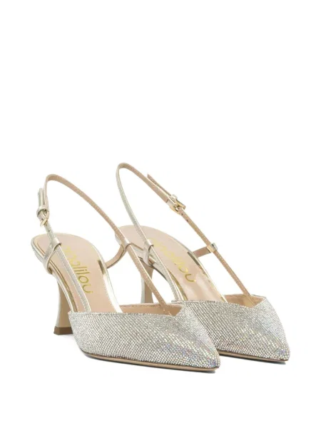 Pantofi cu toc Ninalilou slingback de cristal gri