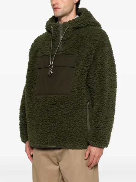 Geacă Loewe din fleece cu glugă verde