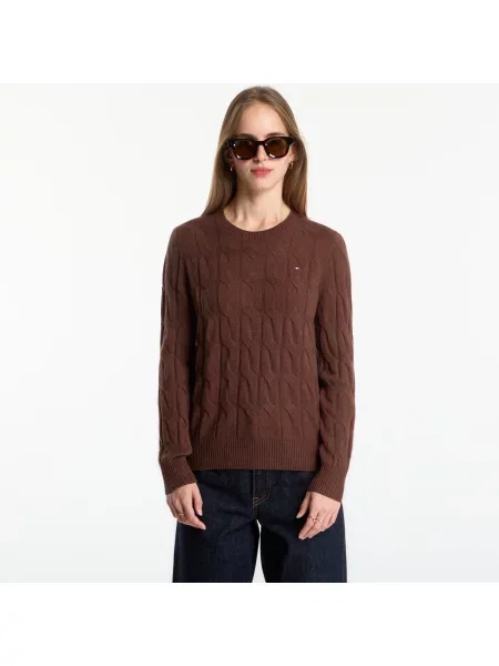 Πουλόβερ Tommy Hilfiger Soft Wool Cable C-Nk Ls Sweater Legacy Brown S καφέ