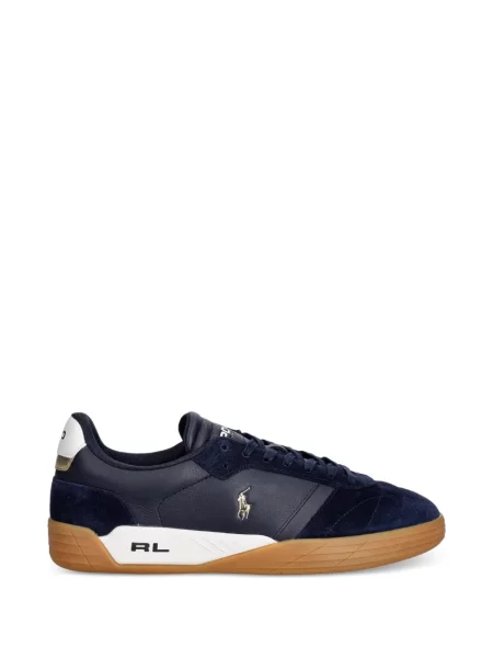 Papuci Polo Ralph Lauren din piele cu autograf cu cordon albastru