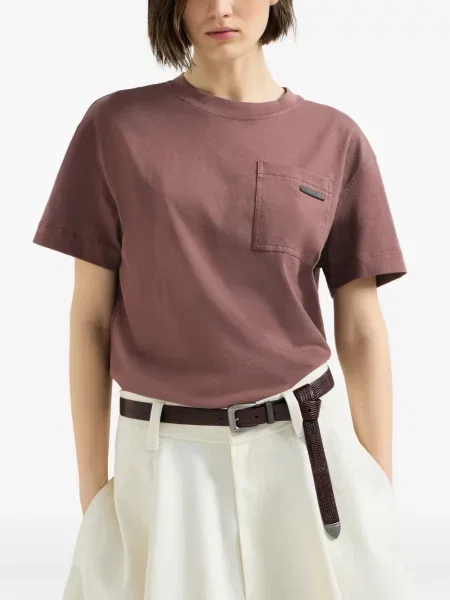 Tricou Brunello Cucinelli din jerseu maro