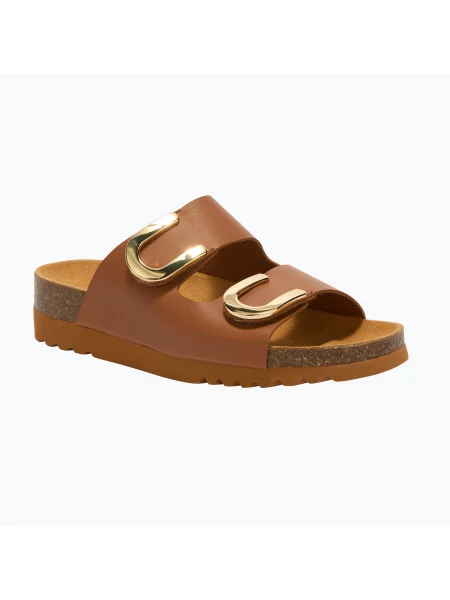 Дамски чехли Scholl Montery 2 Straps Ad Med cognac кафяво