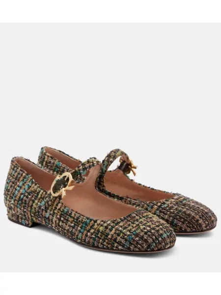 Balerini Gianvito Rossi din tweed albastru