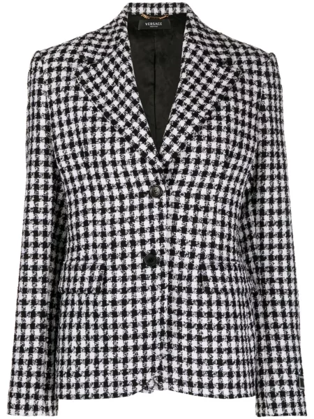 Sacou Versace cu model pepito din tweed negru