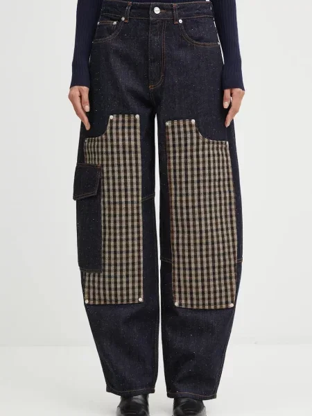 GANNI jeansy Neppy Denim Carpenter high waist