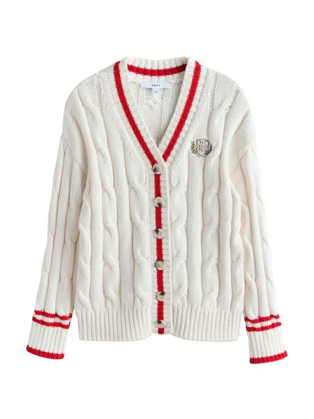 Next Geacă tricotată sângeriu alb