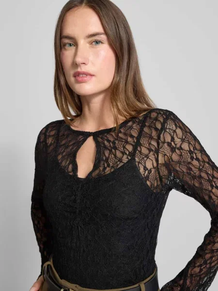 Bluzka z długim rękawem o półprzezroczystym designie model ‘Matria’ Neo Noir czarna