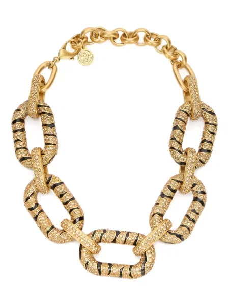 Colier Roberto Cavalli cu dungi de cristal auriu