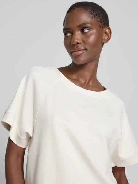 Bluza z prążkowanymi wykończeniami model ‘Emsa’ biała